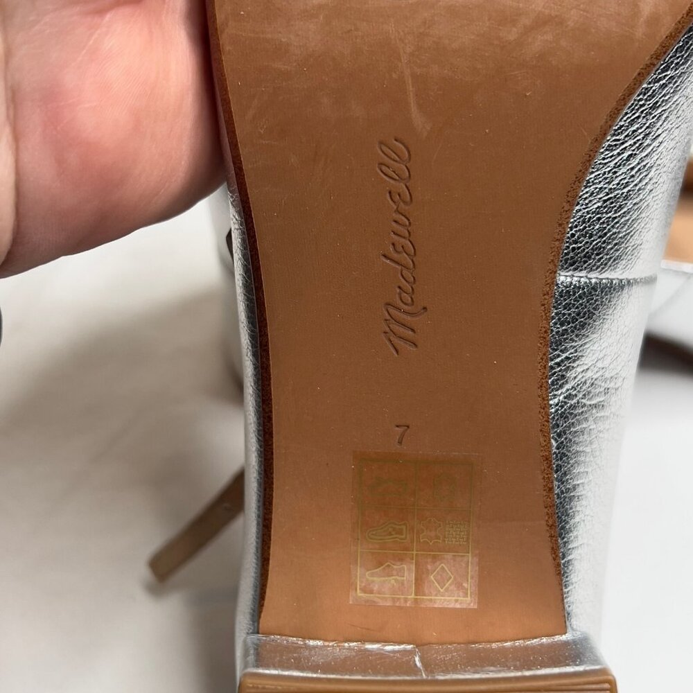 Madewell Silver Metallic Mary Jane Block Heel Pumps - Picture 7 of 11